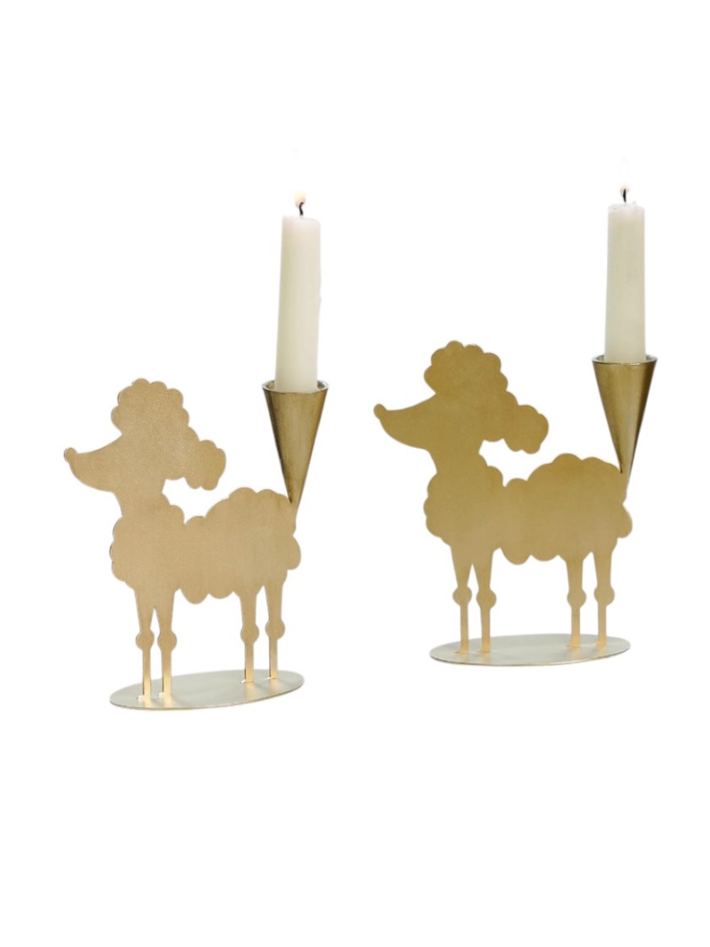 2 Gold Taper Candle Holders Poodle Dog Centerpieces Decorations Dog Lover Gifts